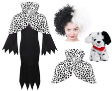 GIRLS CRUELLA COSTUME WORLD BOOK DAY FANCY DRESS DALMATIAN DE VILLE HALLOWEEN