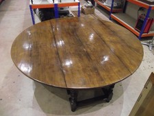 Large Oak Reproduction Georgian Drop Leaf Table - 7'1" Diameter