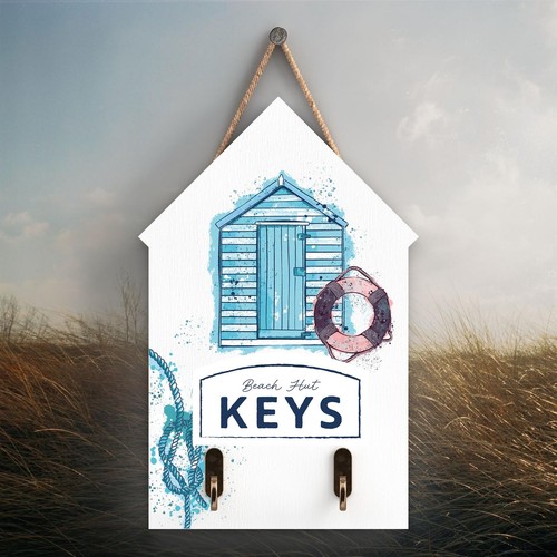 Beach hut keys watercolour - hut,