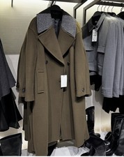 ZARA NEW ZW COLLECTION WOOL BLEND COAT OLIVE GREEN SIZE S  REF. 2050/845