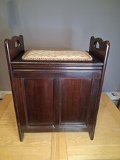 Large Vintage Mahogany Piano Stool Lift Up Seat To Reveal Storage