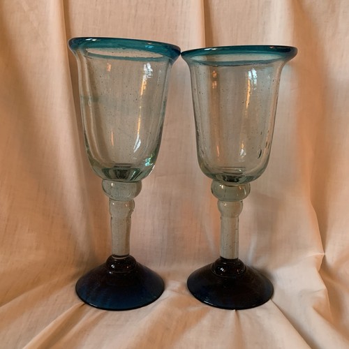Pair pale blue hand - pale, blown