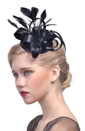 Satin clip fascinator feather - satin,