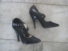 New Black 4.75" spike heels size 8.5 stripper shoes w/ studs FREE SHIPPING sexy