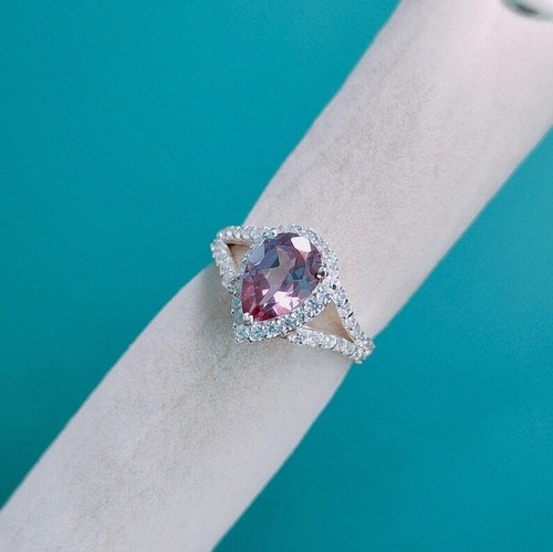 Alexandrite halo ring 925 - halo,