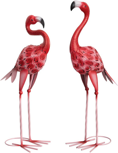 Metal flamingo garden statues - metal,