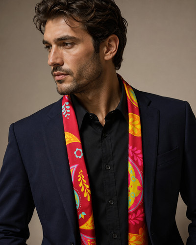 Multicolour paisley silk scarf - paisley,