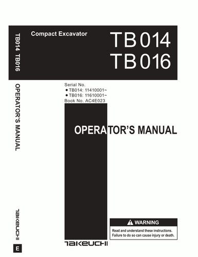 Takeuchi tb014 tb016 excavator - takeuchi,