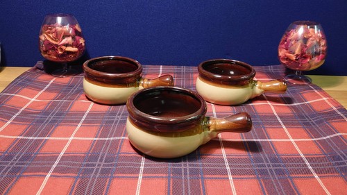 Three brown ceramic treacle - ceramic,