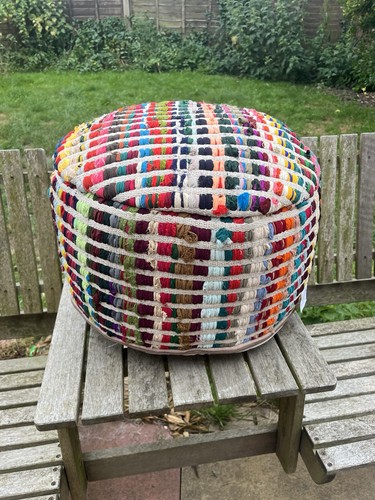 Multi coloured indian pouf - multi,