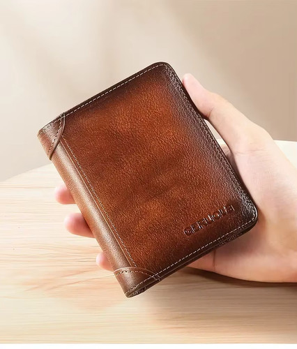 Men leather trifold wallet - men's,