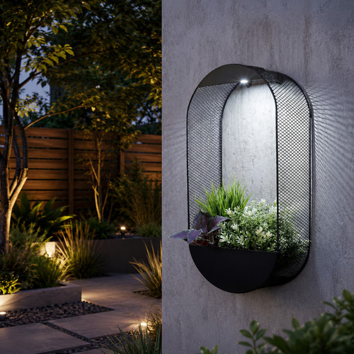 Solar led oval wall planter - solar,