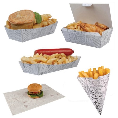Newsprint fish chips fast - chips,