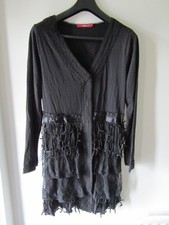 Cream Clothing XL Black Dress Tunic Lace Ribbon Tassels Goth Boho Steampunk Emo