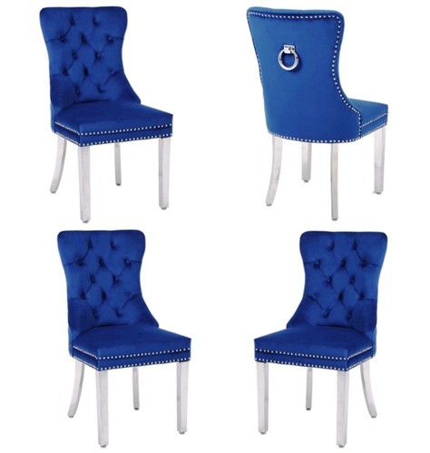 Blue velvet dining chairs - blue,