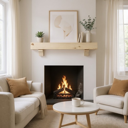 Unfinished beam wood shelf - beam,