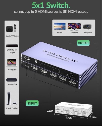 Hdmi switch 1 - switch, 4k