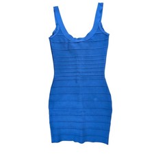 Royal Blue HERVE LEGER Mini Bandage Dress Size Small Sexy Bodycon Scoop Iconic