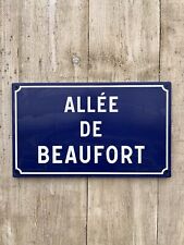 Genuine Vintage French Blue Enamel Street Sign-ALLÉE DE BEAUFORT