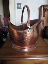Vintage hammered copper helmet coal scuttle