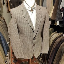 Vintage Mens 40L Tweed Gun Club Check Harris Style Suit Jacket Brown V