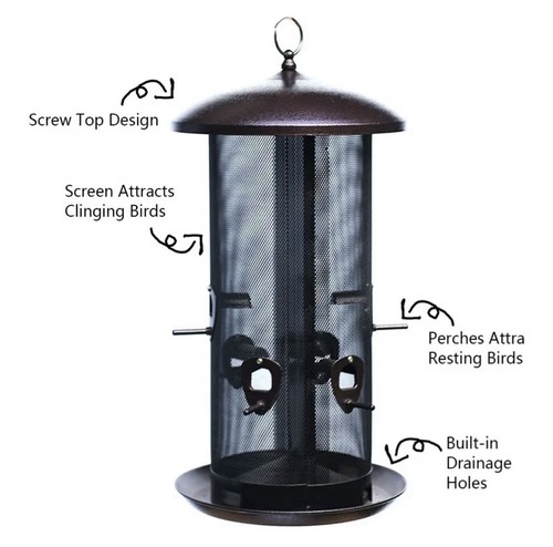 Metal hopper bird feeder two - metal,