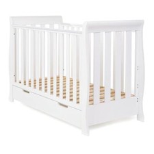 Obaby Stamford MINI Cot Bed White with Under Storage Drawer Baby to Toddler Bed