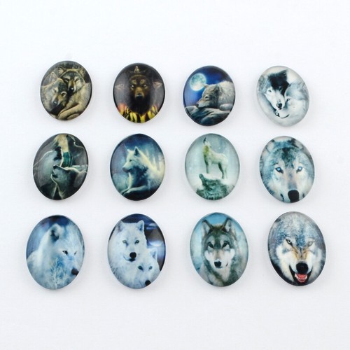 Oval glass domed cabochons - 10,