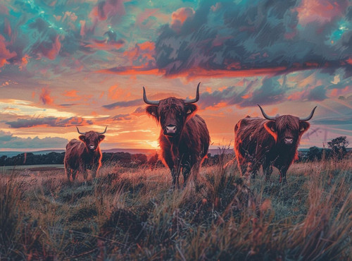 Highland cow canvas picture - cow,