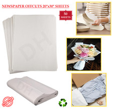 Newspaper Offcuts White Packing Wrapping Paper Chip Shop 20" x 30" - 50 Sheets