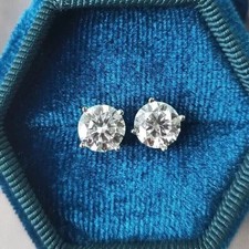 1.00Ct Round Cut Natural Diamond Women's Stud Solitaire Earrings 14k White Gold