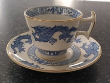 Booths Blue Dragon Cup & Sauce  – Vintage English China – Blue & White