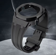 Casio G-Shock GA2100 Casioak Mod kit. Black rubber strap with Black steel case.