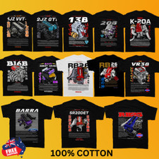 JDM Engine T-Shirt 1JZ 2JZ RB SR 13B 20B Rotary Barra T-Shirt for Car Enthusiast