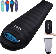 QEZER Down Sleeping Bag 4 Season, Lightweight Winter Sleeping Bag 0 Degree to -1