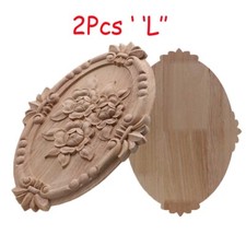 2X L Wooden Carved Applique