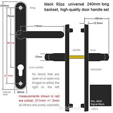 Door Handles uPVC Black set 92pz sprung double glazing patio pvc lever 240mm