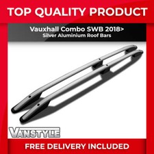 FITS VAUXHALL COMBO SWB 18> SILVER ALUMINIUM ROOF BARS RAILS RACK NO DRILL SET