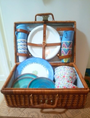 Wicker picnic basket hamper - wicker,