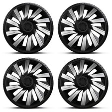 Wheel Trims 16" Black Silver Tecna Hub Caps x4 Fits CITROEN BERLINGO