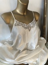 VINTAGE Marks & Spencer Nightie Satin Glossy Lace Trim Negligee Sz 14 Long 36’’