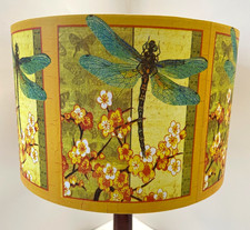 Dragonfly Lampshade Shabby Chic vintage art nouveau yellow FREE GIFT