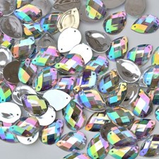 18*25 MM Sewing TEARDROP Flatback Rhinestones Sew On CRYSTAL AB -Crystals 