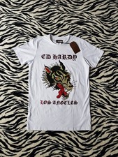 Ed Hardy T Shirt Diamante Wolf Rhinestone White Size Medium Mens New BNWT