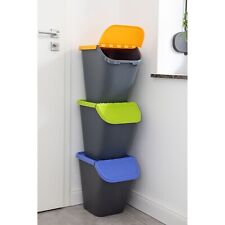 Stackable 3×23 L Food & Garden Recycling Bins with Lids  Kitchen & Outdoor Waste