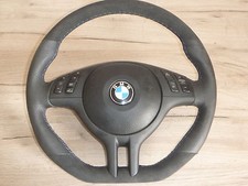 Flattened Alcantara Steering Wheel BMW E46 E39 with Trim Multif (Black)