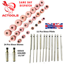 Sioux Valve Seat Grinding Wheels 24 Pcs with 11 Pcs Pilots  + Stone Holder 2x UK
