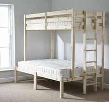 Triple Sleeper Bunk Bed Double with TWO 15cm Mattresses EB60)