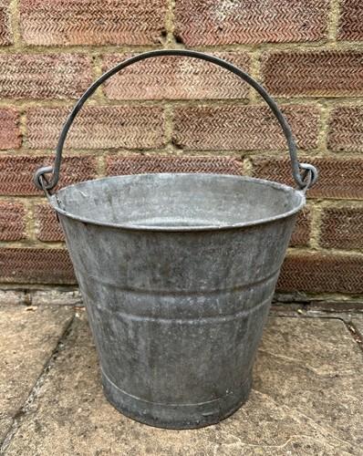 Vintage galvanised bucket old - galvanised,