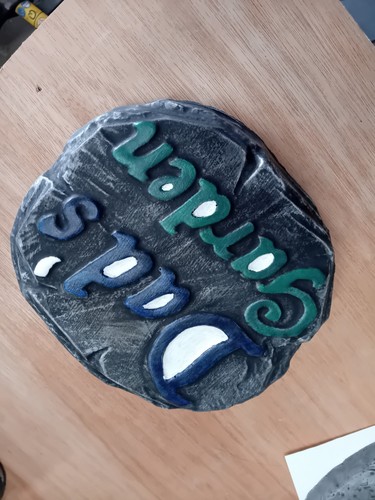 Cast stone handpainted - stone, dad's